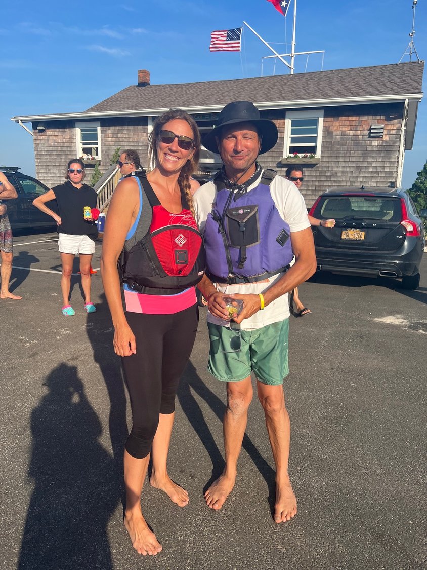 Competitors Tammie Mentzel (one of two women competing in this year’s Opti Race; the other was Bayley Everitt, not pictured) and Adam Cohn.